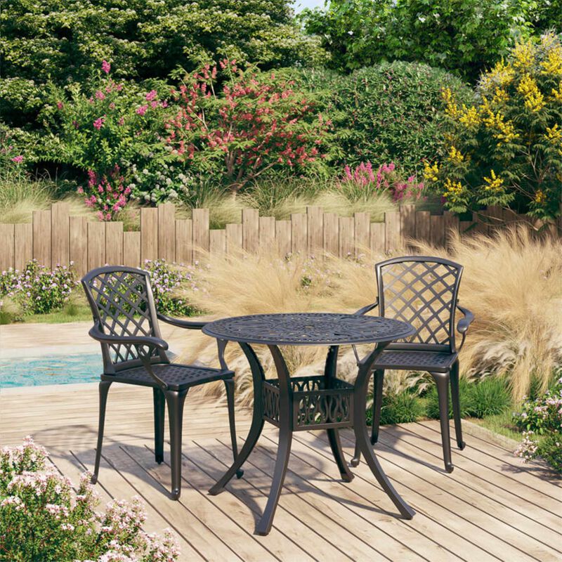 vidaXL 3 Piece Bistro Set Cast Aluminum Black