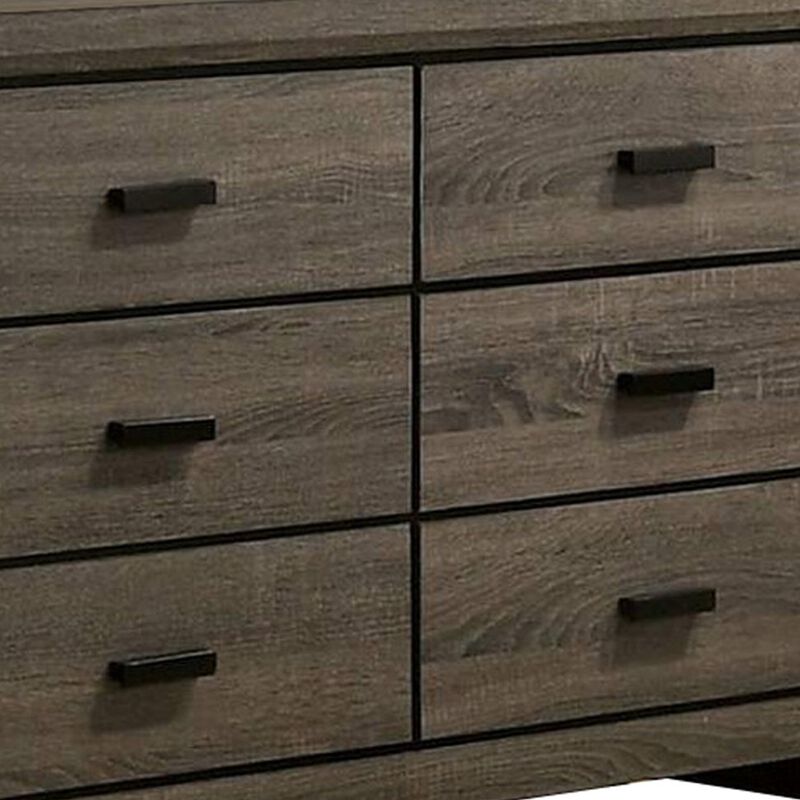 Dresser with Black Rectangular Pulls, Gray-Benzara