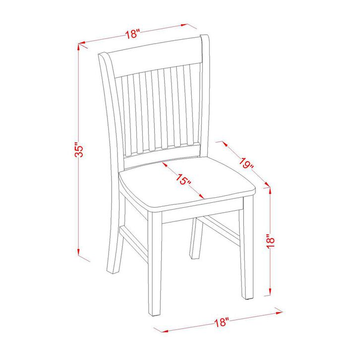 East West Furniture Norfolk Dining Chair Wood Seat Black Finish, Set of 2