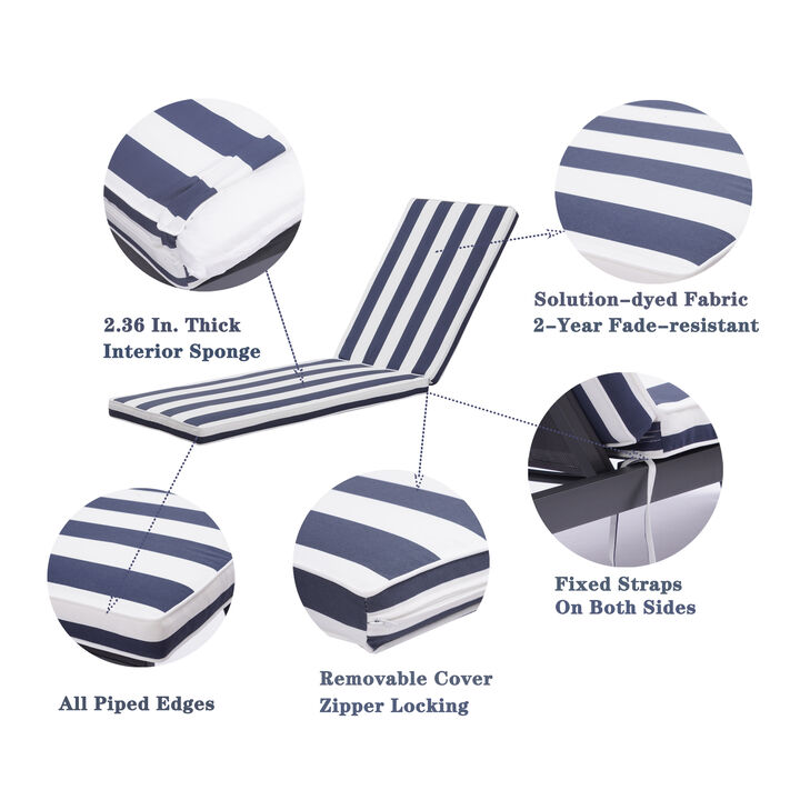 2-Piece Outdoor Lounge Chair Cushion Set Patio Furniture Seat Replacement for Garden & Poolside