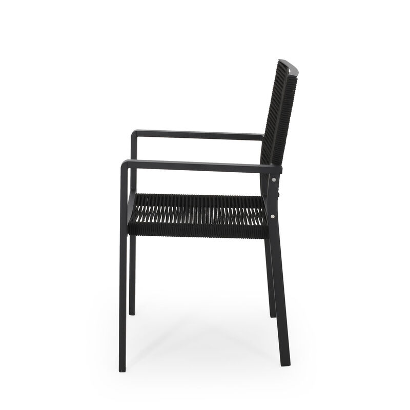 Merax 2 PCS Outdoor Modern Aluminum Dining Chairs with Rope Seat