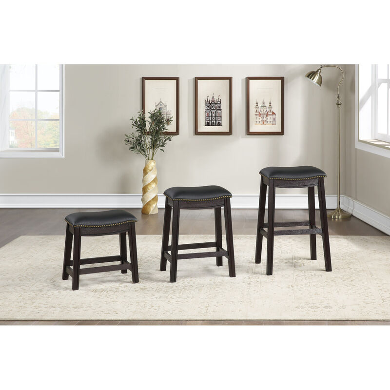 Black PU Upholstery Barstool, Set Of 2