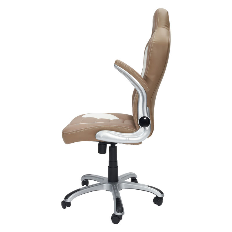 High Back Executive Sport Race Office Chair With Flip-Up Arms, Camel