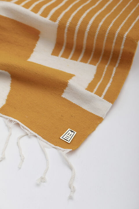 CENTRO Sheep Wool Handwoven Tapestry, Aged Bronze Wall Mount, Ochre