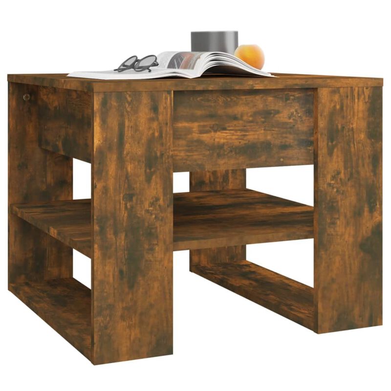 vidaXL Coffee Table Smoked Oak 21.9"x21.7"x17.7" Engineered Wood