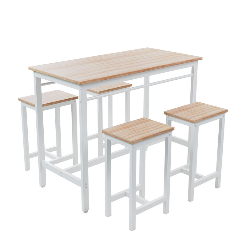 5-Piece Modern Kitchen Table Set with Four Bar Stools Stylish Bar Table Set for Dining and Entertaining