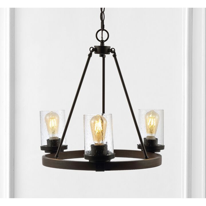Coronet 3-Light Iron/Seeded Glass Rustic Farmhouse LED Chandelier