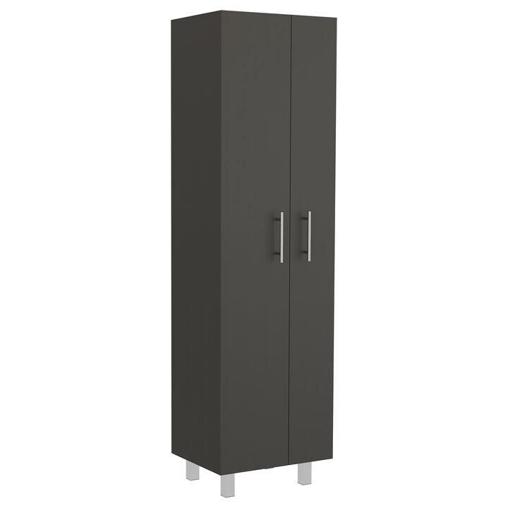 DEPOT E-SHOP Bacoa Cleaning Double Door Cabinet, Five Shelves, Black / White