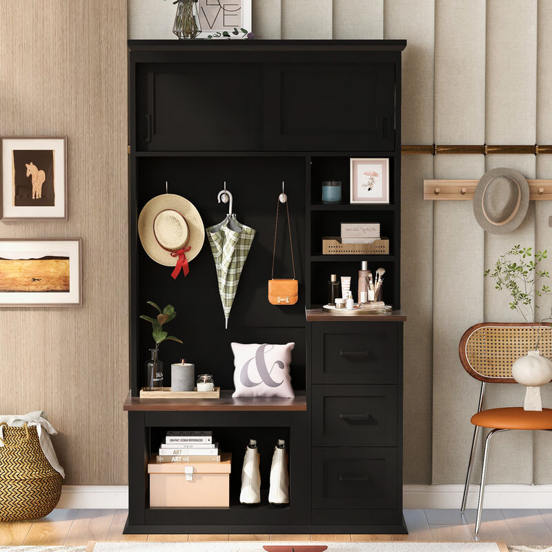 Merax Modern Entryway Hall Tree Bench