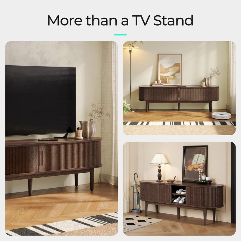 Walnut Entertainment Center TV Stand for 75" TV for Living Room