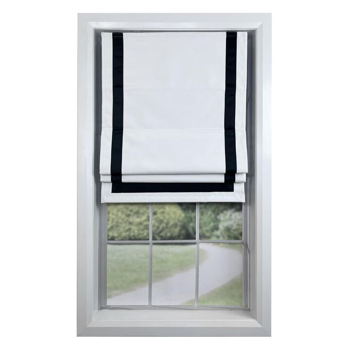Versailles Valentina Cordless Roman Blackout Shades For Windows Insides/Outside Mount 40" x 63" Black/White