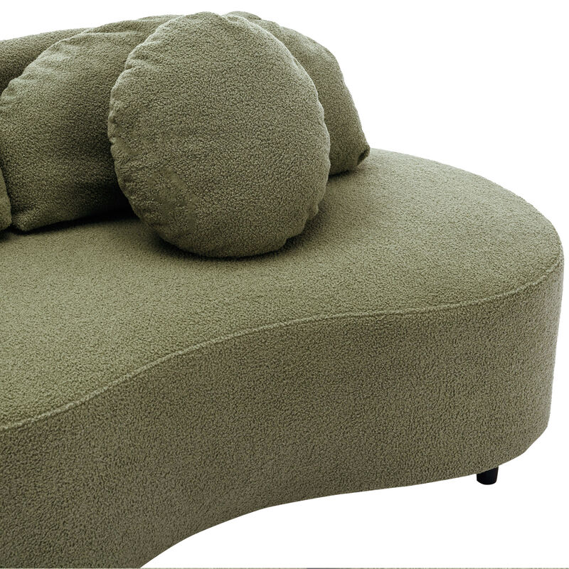 Merax Modern Curved Design Lamb Velvet Sofa