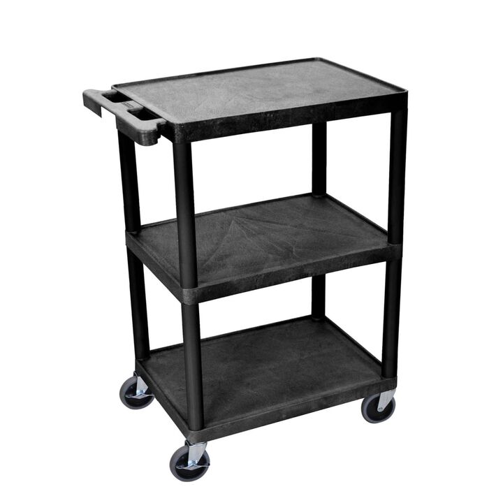 Luxor 3 Shelf Utility Cart Black