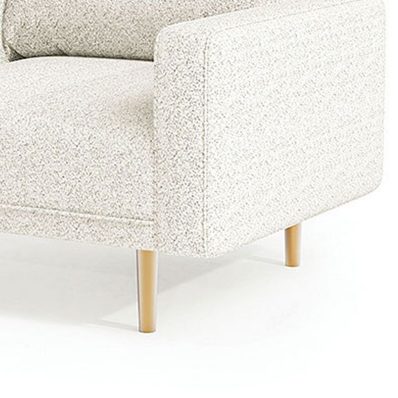 Remy Accent Chair, Bench Seat w Track Arms, Plush Off White Boucle - Benzara
