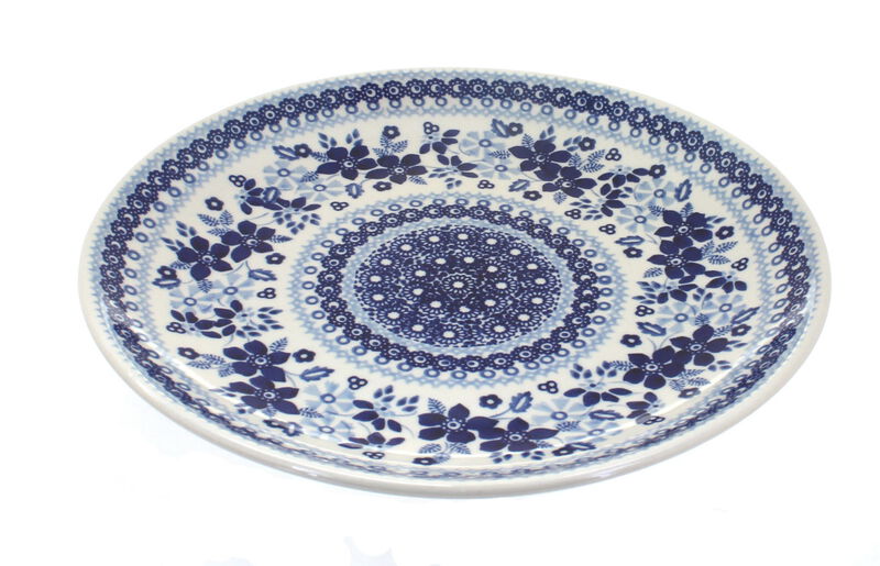 Blue Rose Polish Pottery Desert Flower Dinner Plate