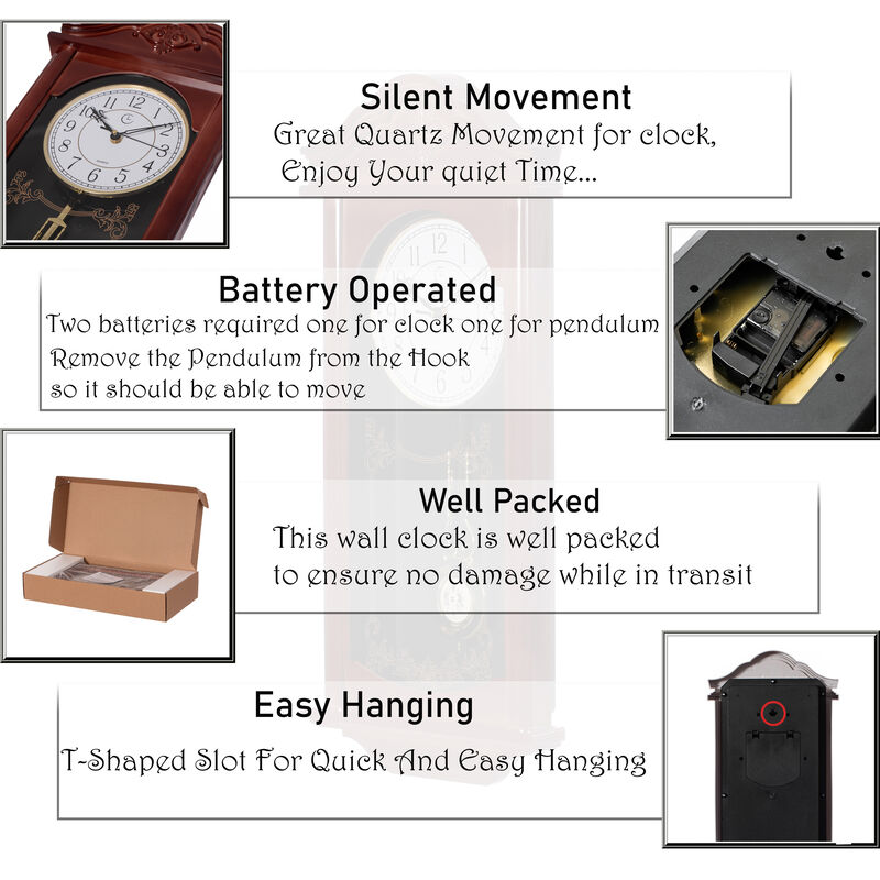 Clockswise Vintage Grandfather-Style Wall Clock