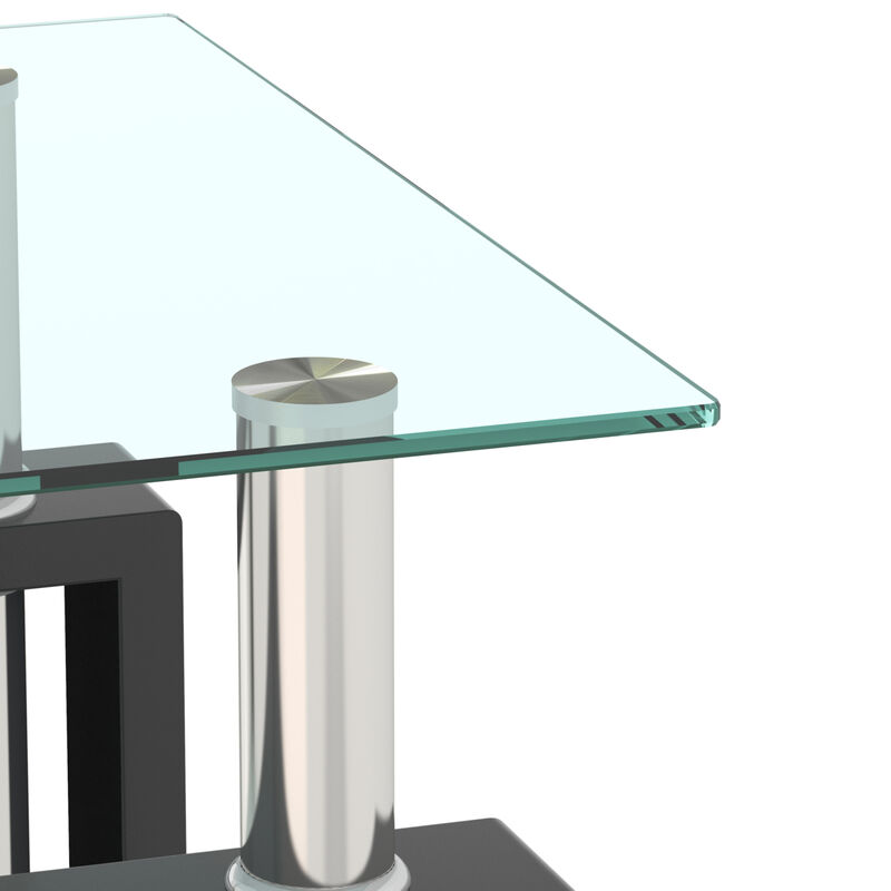 Modern Tempered Glass Square Coffee Table Set