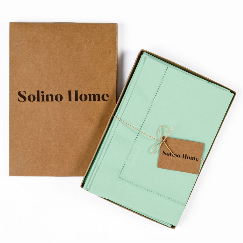 Solino Home Cotton Linen Hemstitch Dinner Napkins 20 x 20 Inch Set of 4