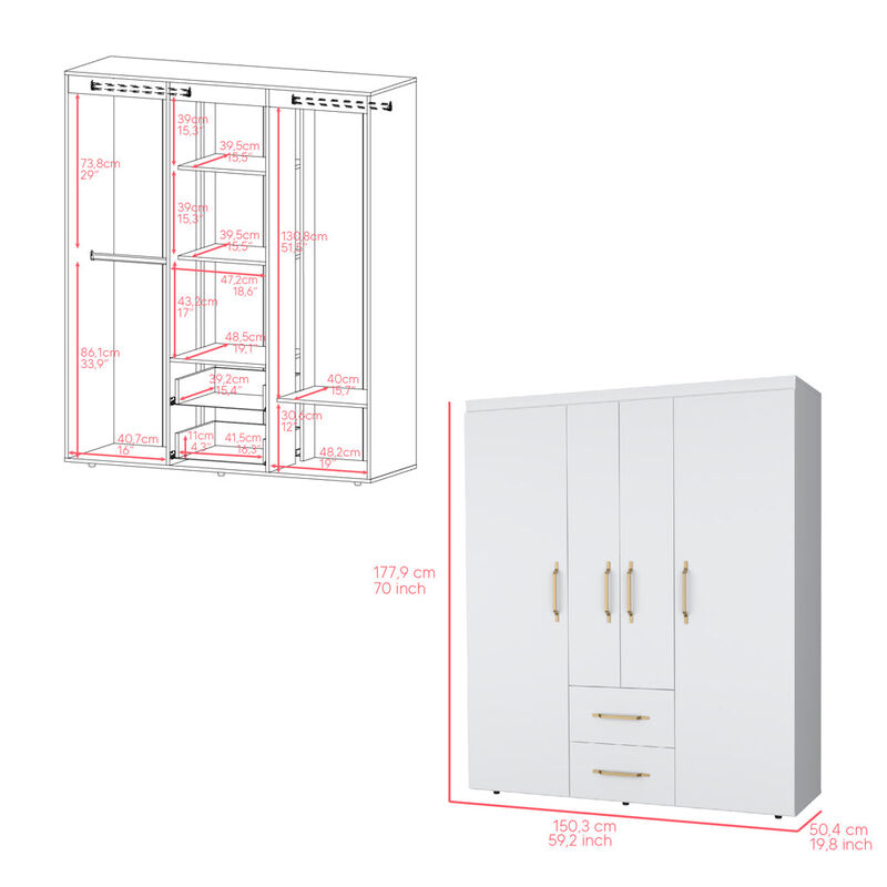Armoire Elma, Bedroom, White