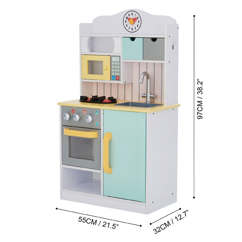 Teamson Kids - Little Chef Florence Classic Play Kitchen - White/Green & Yellow