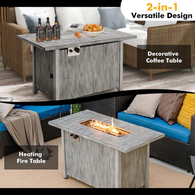 Hivvago 43 Inch 50 000 BTU Propane Fire Pit Table with Removable Lid-Gray