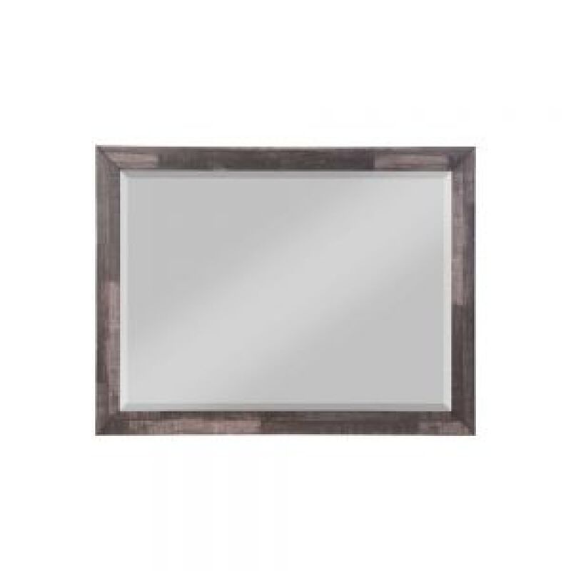 48 Inch Wood Mirror, Landscape, Beveled, Rustic Brown - Benzara