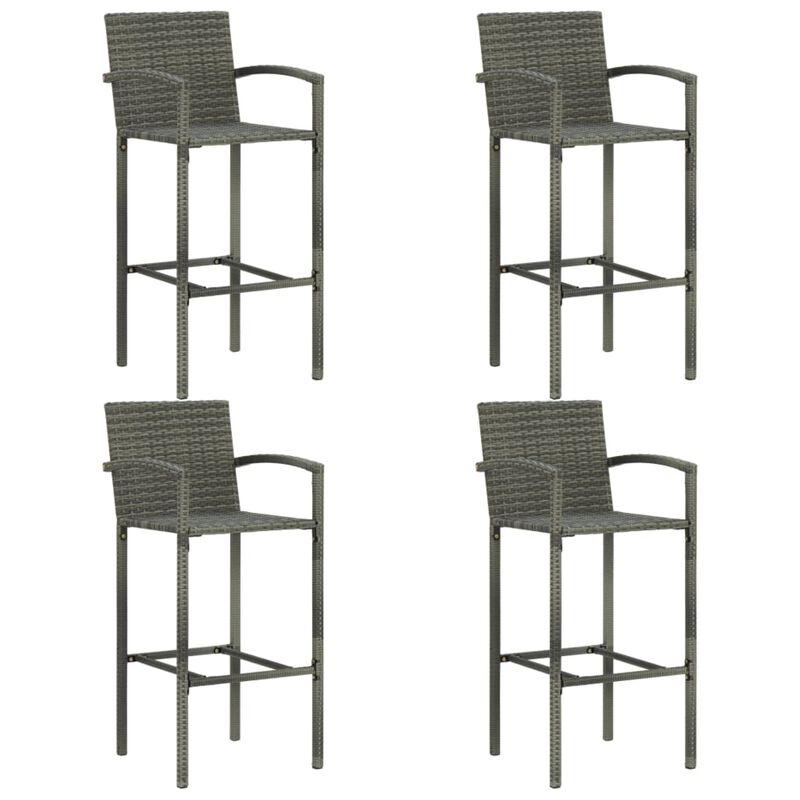 vidaXL 5 Piece Outdoor Bar Set with Armrest Poly Rattan Gray
