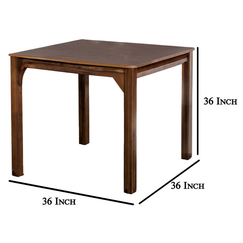 Lasie 5 Piece Counter Height Table Set, 4 Chairs, Slatted, Brown Solid Wood