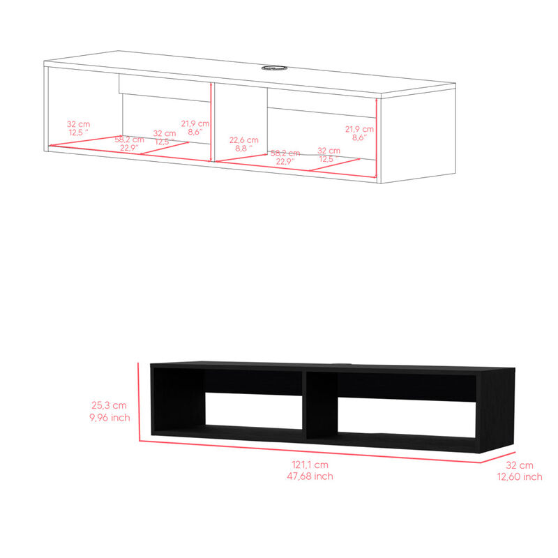 Floating Tv Stand Shelley, Living Room, Black