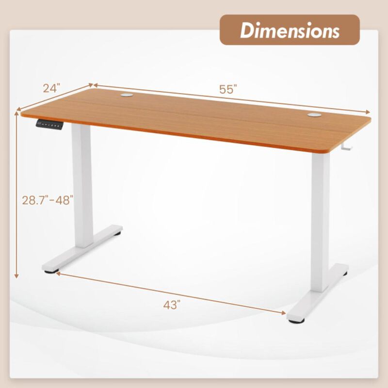 Hivvago 55 x 24 Inches Sit Stand Home Office Desk with 3 Memory Height Settings