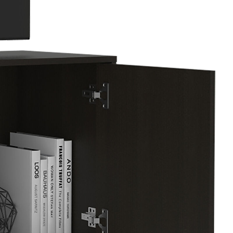 DEPOT E-SHOP Dallas Tv Stand for TV´s up 55", Two Cabinets With Single Door, Four Shelves, Black