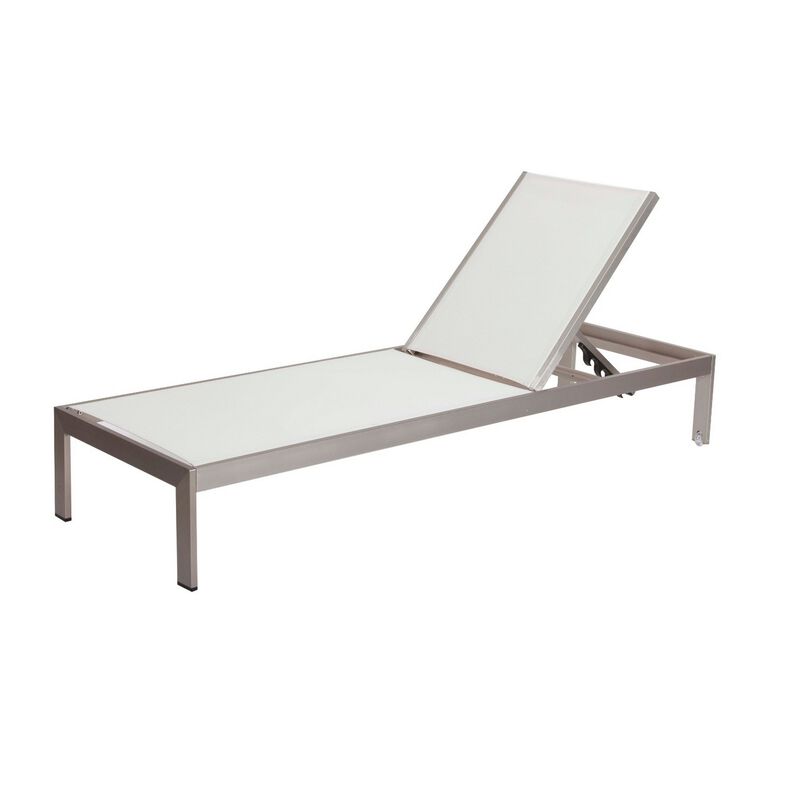 Anodized Aluminum Modern Patio Lounger In White - Benzara