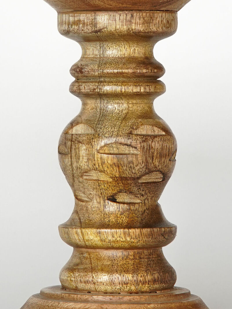 BBH Homes Traditional Medium Burnt Eco-friendly Handmade Mango Wood Set Of One 6" Pillar Candle Holder