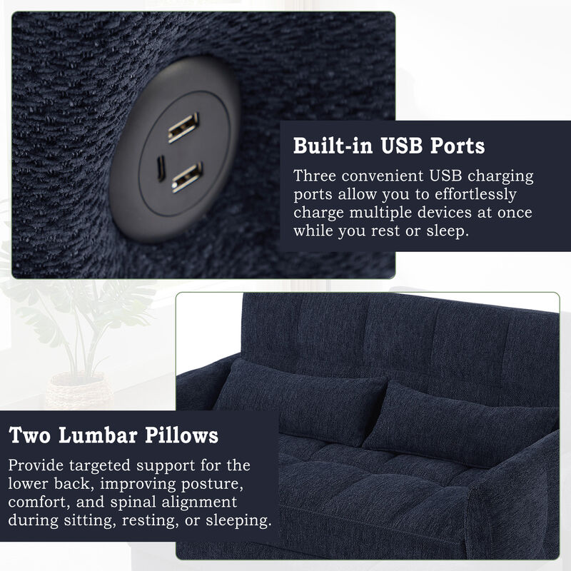 Merax Loveseat Sofa Pull-out Sleeper Sofa with 3 USB Ports