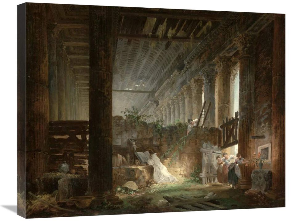 A Hermit Praying in the Ruins of a Roman Temple-Canvas Art-28x22