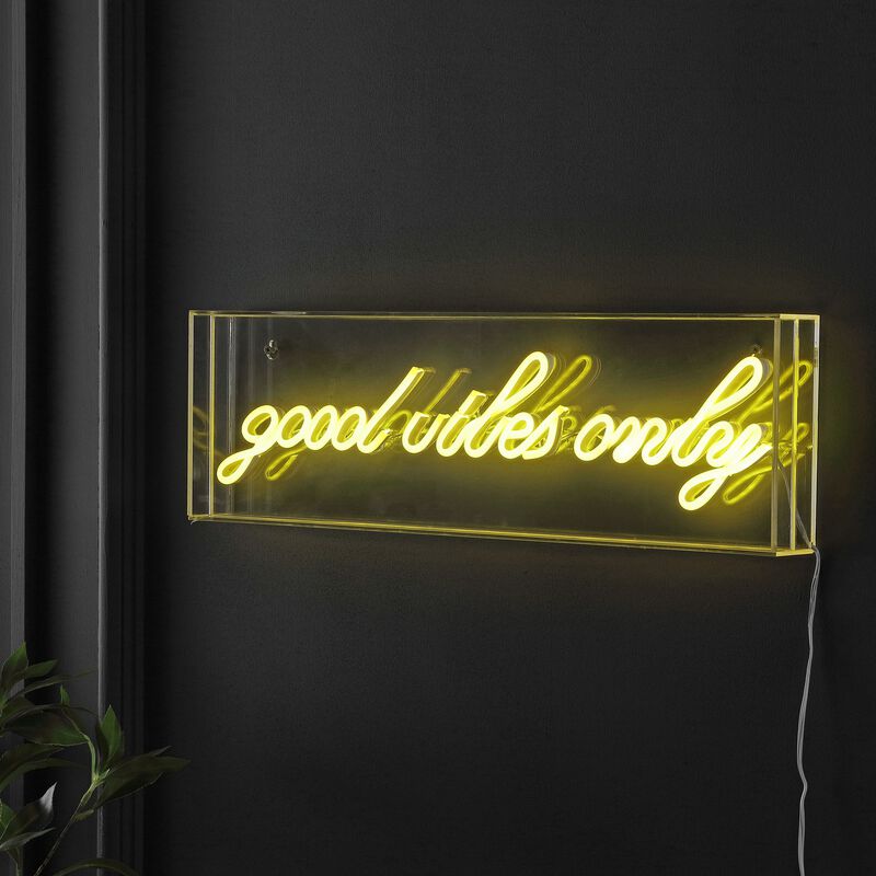 Good Vibes Only 20" X 6" Contemporary Glam Acrylic Box USB Operated LED Neon Light