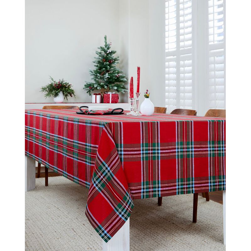 Solino Home 100% Pure Linen Madras Holiday Plaid for Spring and Easter