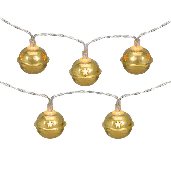 10-Count Gold LED Christmas Bells Fairy Lights  5.5ft  Copper Wire