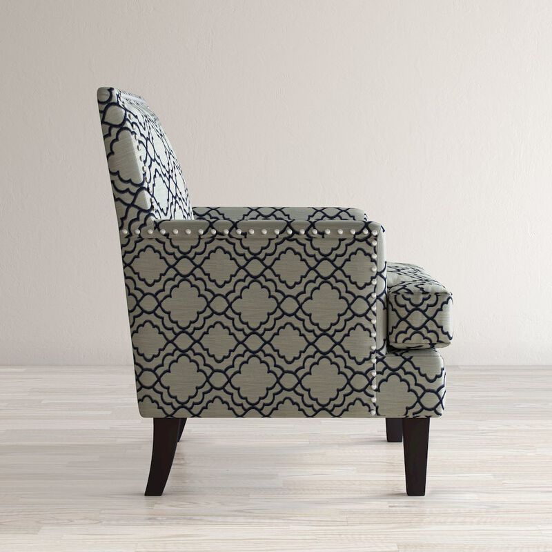 Jofran Aubrey Contemporary Geometric Upholstered Accent Chair with Nailhead Trim