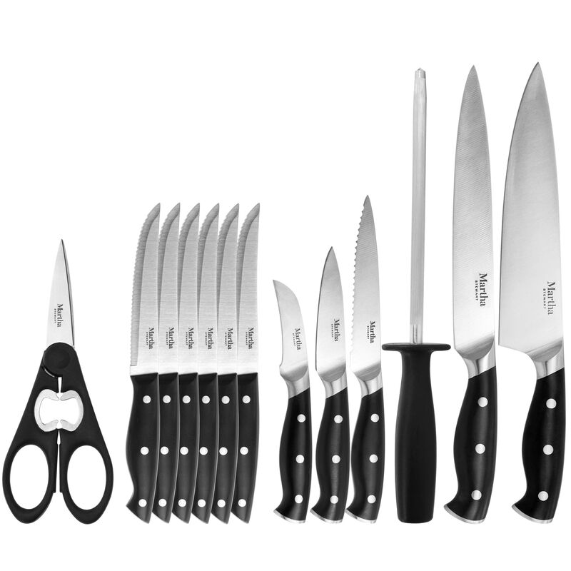 Martha Stewart Stainless Steel 14 Piece Cutlery and Knife Block Set in Black