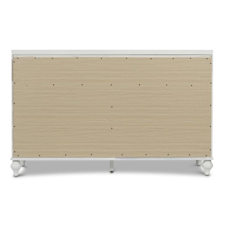 New Classic Furniture Furniture Valentine Solid Wood Dresser with 9 Drawers in White