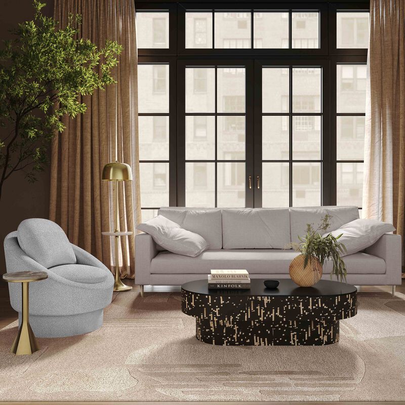 Vari Beige Textured Velvet Lounge Sofa