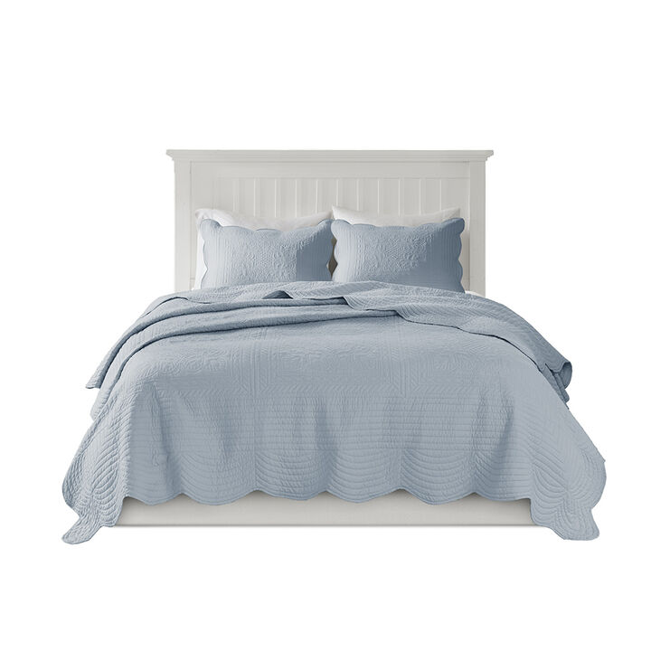 Gracie Mills Salvatore 3-Piece Reversible Country-Inspired Scalloped Edge Quilt Set