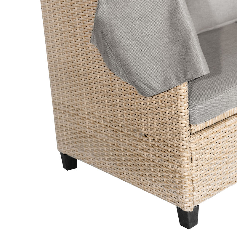 Merax UV-Proof Resin Wicker Patio Sofa Set with Canopy
