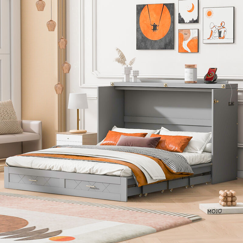 Merax Pulley Structure Design Murphy Bed Cabinet