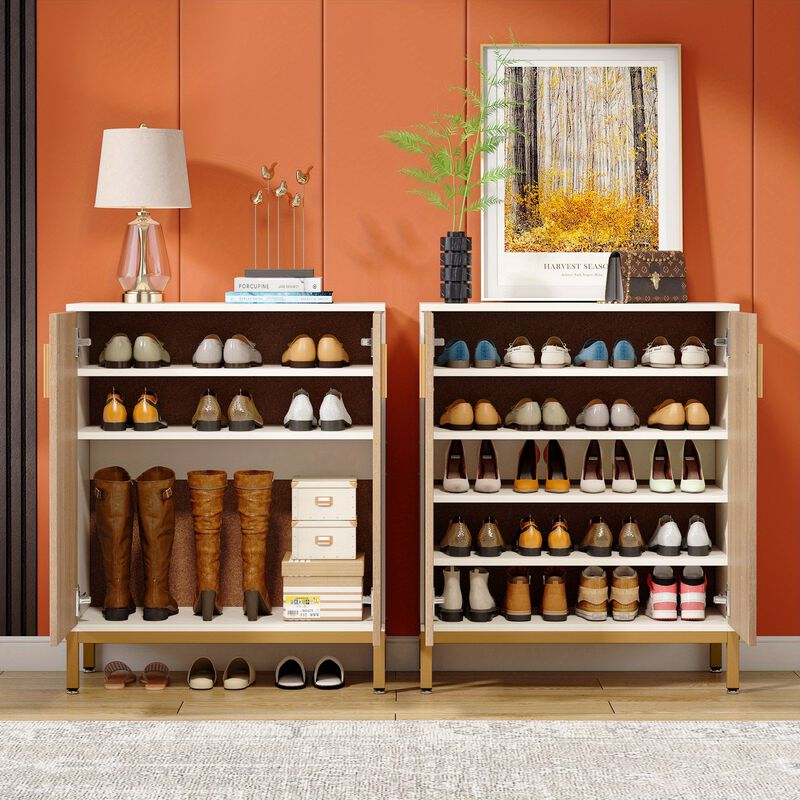 Shoe Cabinet with Doors, Entryway Shoe Storage Cabinet with Shelves, 5-Tier Modern Free Standing Shoe Racks Storage Organizer for Closet, Living Room, Bedroom, Storage Lockers