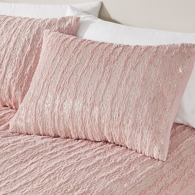 Gracie Mills Maelona Metallic Print Faux Fur Duvet Cover Set
