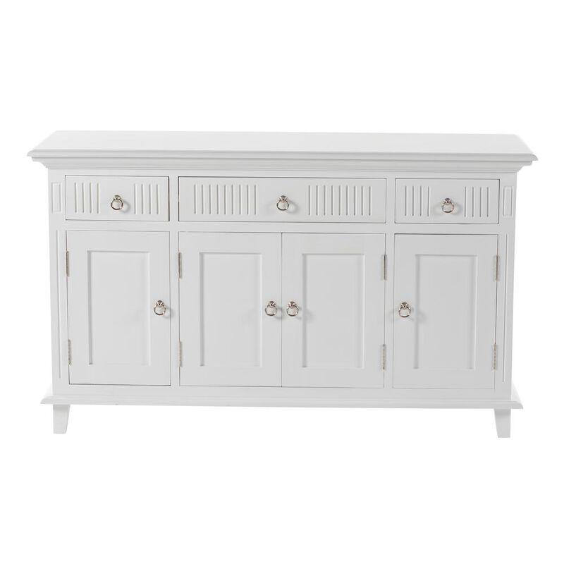 Belen Kox Classic White Buffet Sideboard with 4 Doors and 3 Drawers, Belen Kox