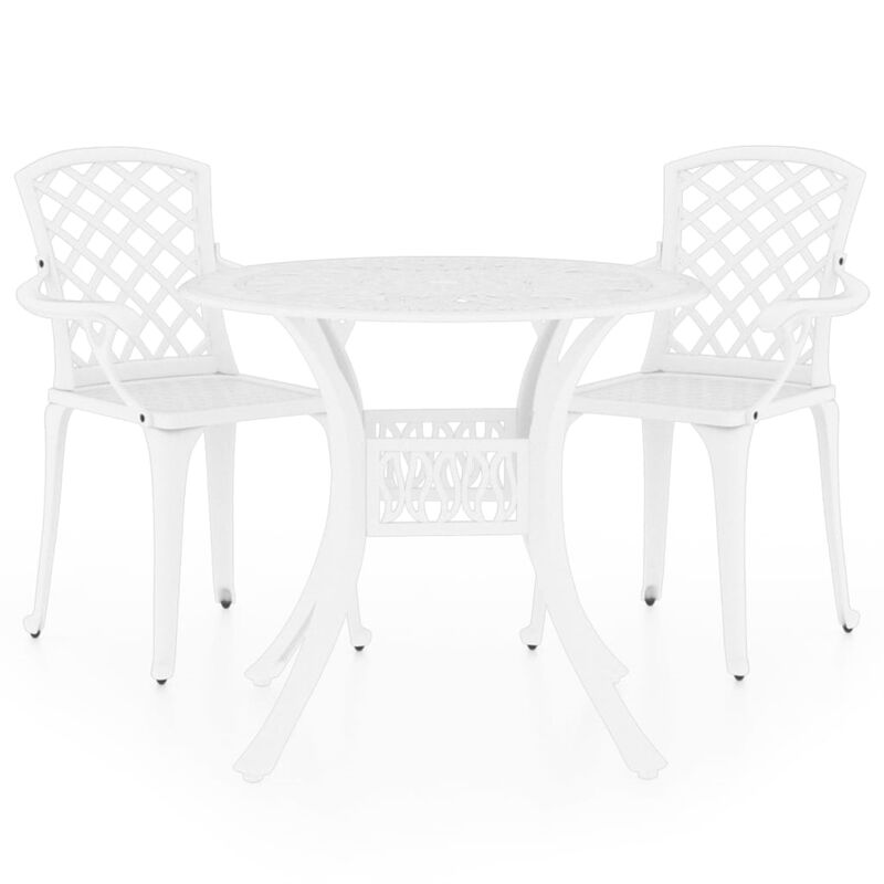 vidaXL 3 Piece Bistro Set Cast Aluminum White