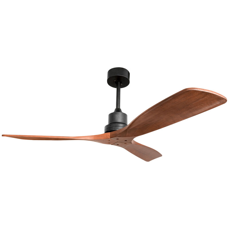 52 Inch Outdoor Farmhouse Ceiling Fan With Remote Carved Wood Fan Blade Reversible Motor